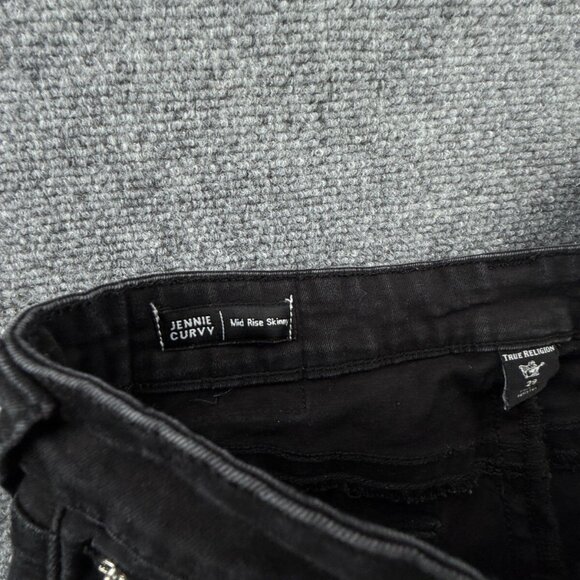 TRUE RELIGION JENNIE Curvy Mid Rise Skinny Black Jeans Women Size 29 Stretch - Picture 11 of 15